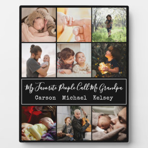 Modern Black 9 Photo Collage voor opa Fotoplaat