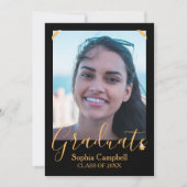 Modern Black Afstuderen Invitation Kaart (Voorkant)