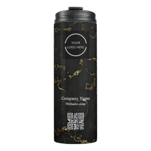 Modern Black and Gold Company logo & QR Code Thermosbeker