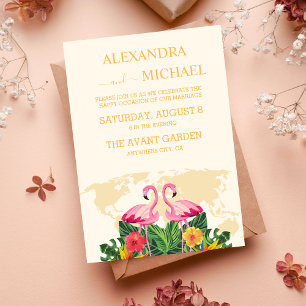 Modern Black and Gold Destination Passport Wedding Kaart