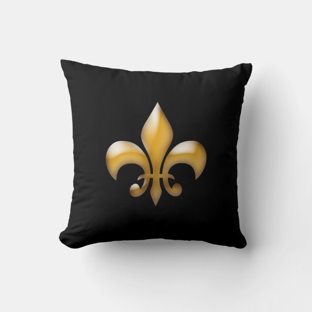 Modern Black and Gold Fleur de Lis Kussen (Voorkant)