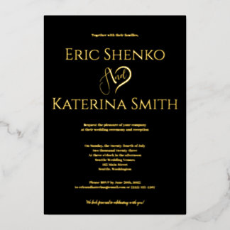 Modern Black and Gold Foil Wedding Invitation Folie Uitnodiging