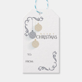 Modern Black and Gold Minimal Holiday Baubles Cadeaulabel