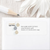 Modern Black and Gold Minimal Holiday Baubles Etiket (Insitu)