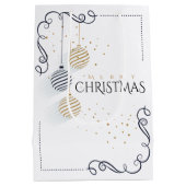 Modern Black and Gold Minimal Holiday Baubles Medium Cadeauzakje (Achterkant)