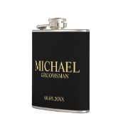Modern Black and Gold Personalized Groomsman Heupfles (Links)