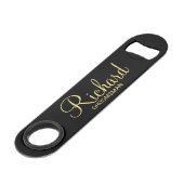 Modern Black and Gold Personalized Groomsman Speed Flessenopener (Voorkant Gekanteld)