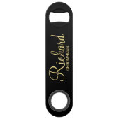Modern Black and Gold Personalized Groomsman Speed Flessenopener (Voorkant)
