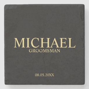 Modern Black and Gold Personalized Groomsman Stenen Onderzetter