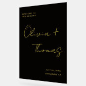 Modern Black and Gold Script Wedding Welcome Sign Acryl Bord (Hoek)