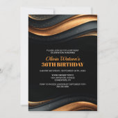 Modern Black and Orange Any Age Birthday Party Kaart (Voorkant)