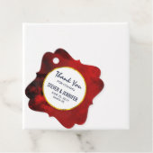 Modern Black and Red Artistic Abstract Wedding Bedankjes Labels (In situ)