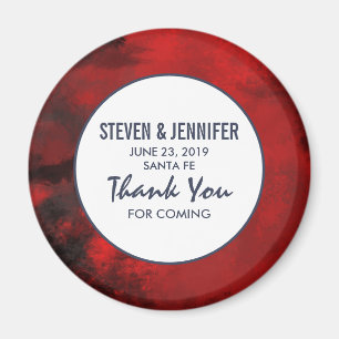 Modern Black and Red Artistic Abstract Wedding Magneet