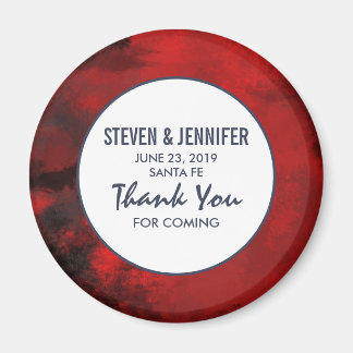 Modern Black and Red Artistic Abstract Wedding Magneet