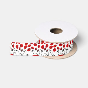 Modern Black and Red Flowers en Petals Lint