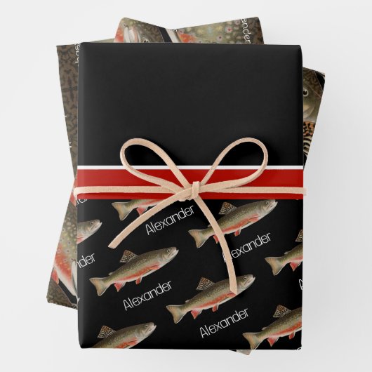 Modern Black and Rust Fisherman's cadeau Inpakpapier Vel (In situ)