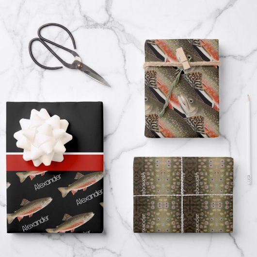 Modern Black and Rust Fisherman's cadeau Inpakpapier Vel (Voorkant)