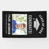 Modern Black and Silver Photo Graduparty Spandoek (Horizontaal)