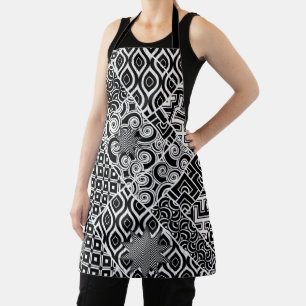 Modern Black and White Abstract Pattern Schort