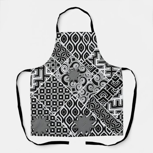 Modern Black and White Abstract Pattern Schort (Voorkant)