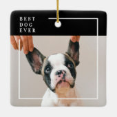 Modern Black and White Best Dog Ever Photo Keramisch Ornament (Achterkant)