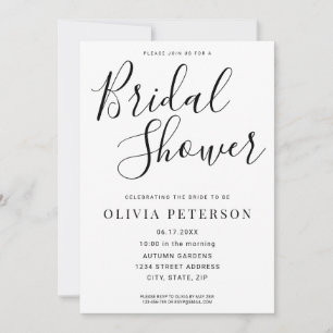 Modern Black and White Bridal Shower Invitation Kaart