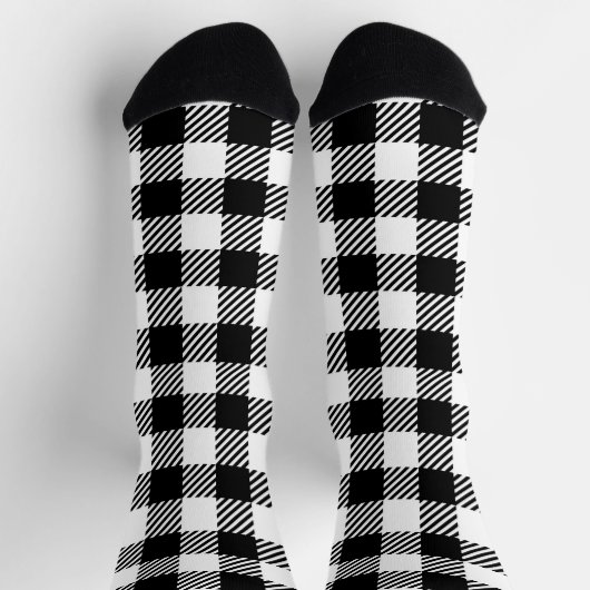 Modern Black and White Buffalo Check Gingham Sokken (Top)