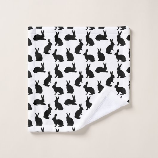 Modern Black And White Bunny Shapes Pattern Easter (Gant de toilette)