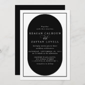 Modern Black and White Calligraphy Wedding Kaart (Voorkant / Achterkant)