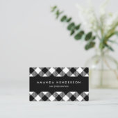 Modern Black and White Check Gingham Pattern Busin Visitekaartje (Staand voorkant)