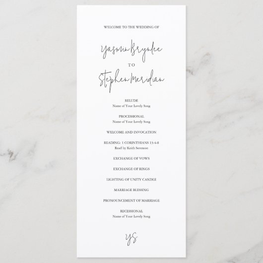 Modern Black and White Chic Wedding Programma (Voorkant)