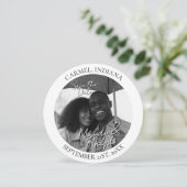 Modern Black and White Circle Photo Save the Date (Debout devant)