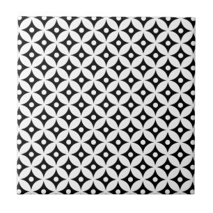 Modern Black and White Circle Polka Dots Pattern Tegeltje