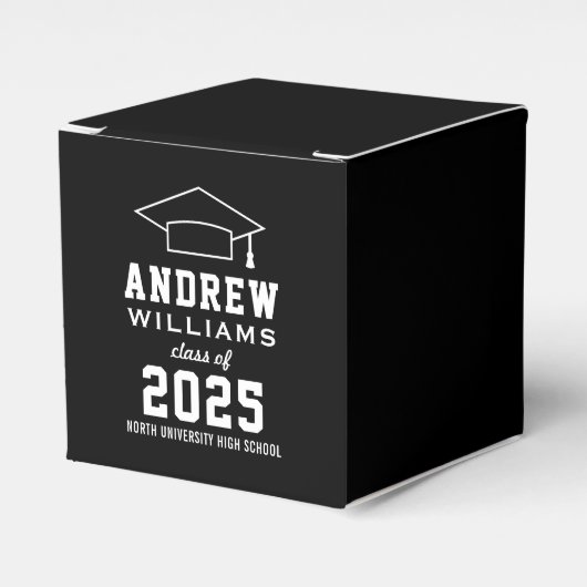 Modern Black and White Custom Graduation Party Bedankdoosjes (Voorkant Zijde)