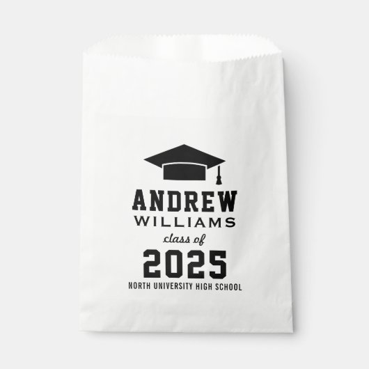 Modern Black and White Custom Graduation Party Bedankzakje (Voorkant)