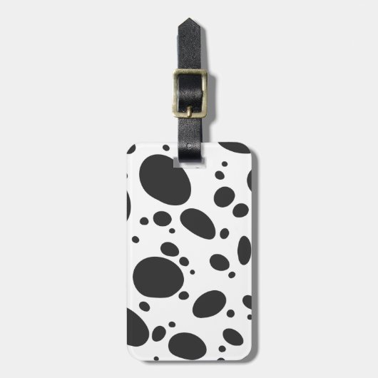 Modern Black and White Dalmatian Dog Spot Pattern Bagagelabel (Voorkant verticaal)