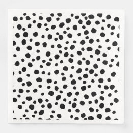 Modern Black and White Dalmatian Spot Animal Print Servet