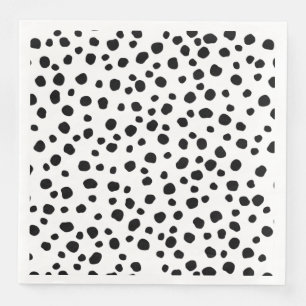 Modern Black and White Dalmatian Spot Animal Print Servet