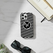 Modern Black and White Diagonal Stripes Monogram Case-Mate iPhone Case