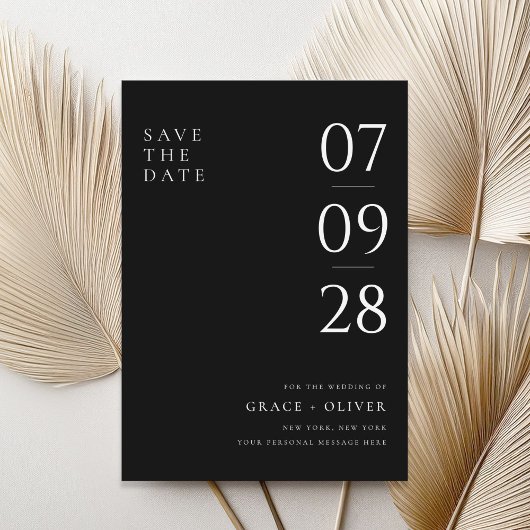 Modern Black and White Elegant Wedding Save The Date