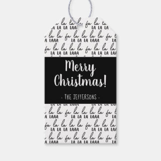 Modern Black and White Fa La La La La La La La La Cadeaulabel
