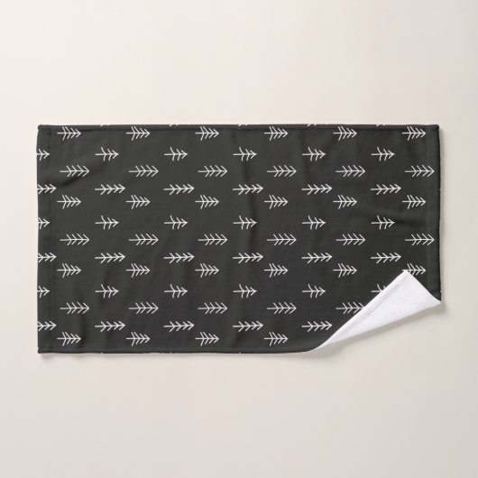 Modern Black and White Festive Pine Trees Pattern Bad Handdoek (Handdoek)