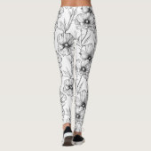 Modern Black and White Floral Leggings (Achterkant)