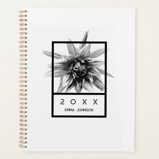 Modern Black and White Floral Name 2026 (Devant)