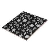 Modern Black and White Floral Tegeltje (Zijkant)