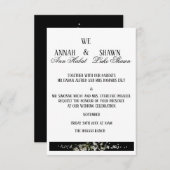 Modern Black and White Floral Wedding Invitation (Devant / Derrière)