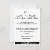 Modern Black and White Floral Wedding Invitation (Devant)