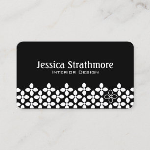 Modern Black and White Flowers Pattern Visitekaartje