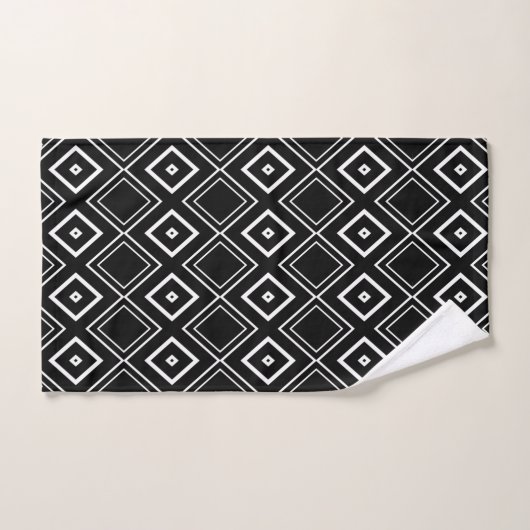 Modern Black and White Geometric Diamond Pattern Bad Handdoek (Handdoek)