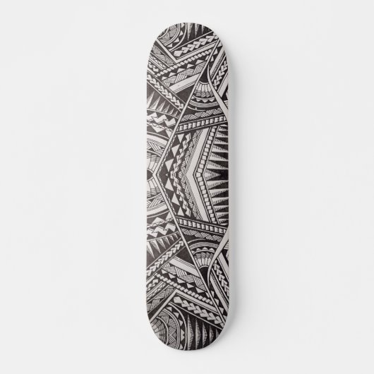 Modern Black and White Geometric Tribal Pattern Skateboard (Voorkant)
